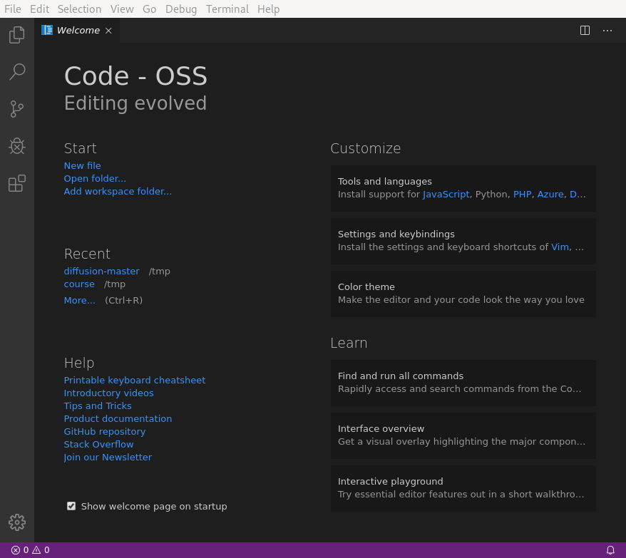Screenshot of VS code