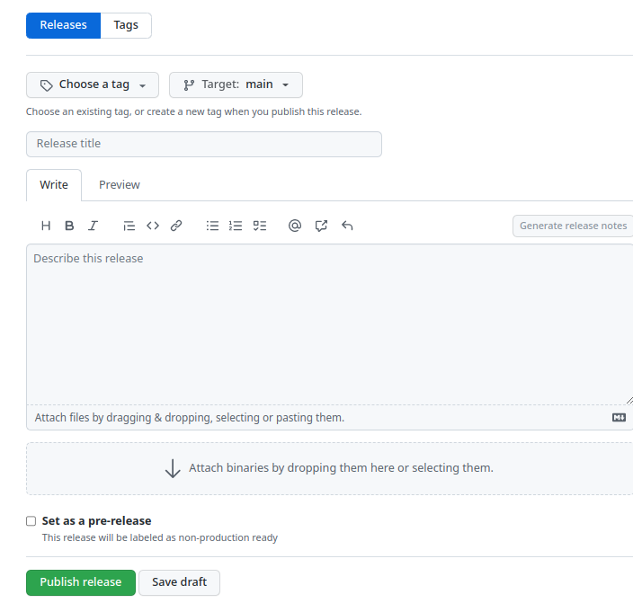 Creating a new release Creating a new release